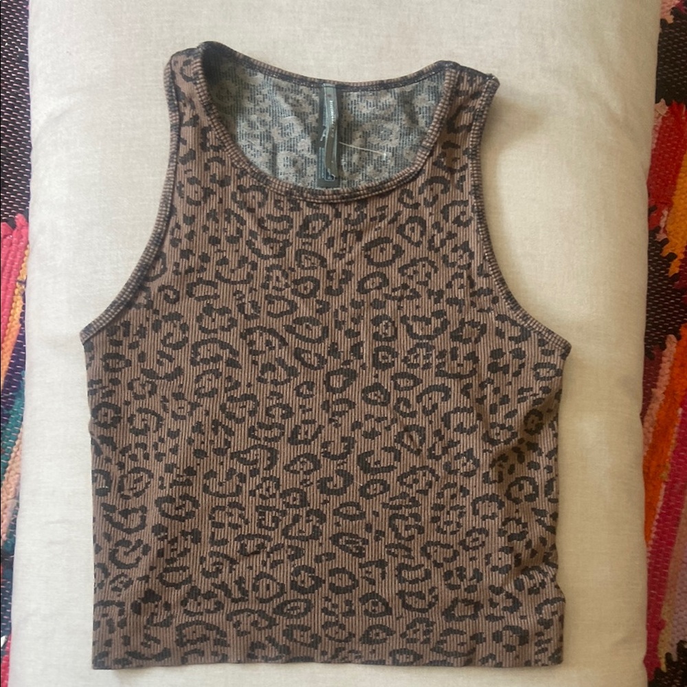 Anthropologie Brown Leopard Print Tank Top